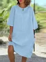 Casual Plain Crew Neck Midi Dress