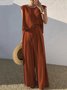 Crew Neck Plain Street Regular Fit Two-Piece Set