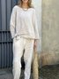 Crew Neck Casual Cotton Two-Piece Set