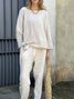 Crew Neck Casual Cotton Two-Piece Set