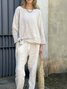 Crew Neck Casual Cotton Two-Piece Set