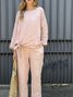 Crew Neck Casual Cotton Two-Piece Set