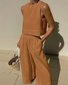 Women's Plain Daily Going Out Two-Piece Set White Casual Summer Top With Pants Matching Set