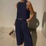 Women's Plain Daily Going Out Two-Piece Set White Casual Summer Top With Pants Matching Set