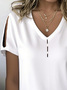 Women Plain V Neck Casual Short Sleeve T-shirt