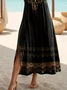 Women's Floral Print Casual Round Neck Short Sleeve Slit Dress