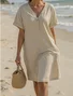 Cotton Regular Fit Plain Casual Dress With No