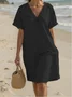Cotton Regular Fit Plain Casual Dress With No
