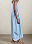 Casual Plain linen-cotton Crew Neck Maxi Dress