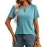 Women Plain V Neck Casual Short Sleeve T-shirt