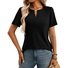 Women Plain V Neck Casual Short Sleeve T-shirt