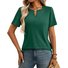 Women Plain V Neck Casual Short Sleeve T-shirt