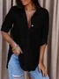 Women's Long Sleeve Shirt Spring/Fall White Plain Buckle Shirt Collar Daily Going Out Casual Top