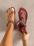 Bohemian Ethnic Style Women's Shoes Summer Fashion Beach Flat Sandals Beaded Diamond Flip Flops Sandals