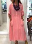 Casual Plain Shirt Collar Maxi Dress