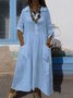 Casual Plain Shirt Collar Maxi Dress