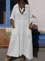 Casual Plain Shirt Collar Maxi Dress