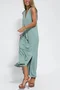 Women's Sleeveless Summer Khaki Plain Split Joint V Neck Daily Going Out Casual Maxi A-Line Fit & Flare Dress Dress