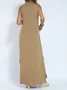 Women's Sleeveless Summer Khaki Plain Split Joint V Neck Daily Going Out Casual Maxi A-Line Fit & Flare Dress Dress