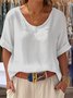 Cotton And Linen Short Sleeve T-Shirt