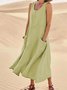 Women's Sleeveless Summer White Plain Split Joint Crew Neck Daily Going Out Casual Maxi A-Line Fit & Flare Dress Dress