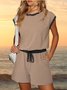 Women's H-Line T-Shirt Crew Neck Daily Going Out Casual Plain Summer Fifth Pants Jumpsuit Romper