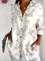Women's Long Sleeve Shirt Spring/Fall White Floral Buckle Shirt Collar Daily Going Out Casual Top