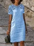 Elegant Plain Split Joint Crew Neck Midi Dress