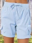 High Waist Women's Overalls Casual Pants Cotton And Linen Shorts Thin A-line Loose Wide-leg Shorts