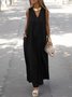 Casual Plain V Neck Maxi Dress