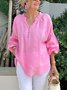 Casual Plain Half Open Collar Blouse