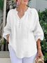 Casual Plain Half Open Collar Blouse