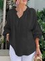 Casual Plain Half Open Collar Blouse