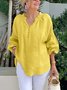 Casual Plain Half Open Collar Blouse