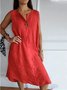 Casual V Neck Plain Regular Fit Dress With No