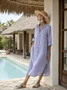 Plain Cotton Casual Dress With No