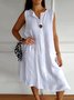 Casual V Neck Plain Regular Fit Dress With No