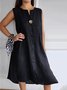 Casual V Neck Plain Regular Fit Dress With No