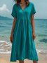 Cotton Urban V Neck Dress With No