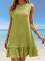 Women's Sleeveless Summer Red Plain Split Joint Crew Neck Daily Going Out Casual Mini A-Line Tank Dress