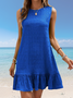 Women's Sleeveless Summer Red Plain Split Joint Crew Neck Daily Going Out Casual Mini A-Line Tank Dress