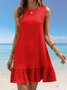 Women's Sleeveless Summer Red Plain Split Joint Crew Neck Daily Going Out Casual Mini A-Line Tank Dress