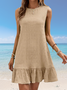 Women's Sleeveless Summer Red Plain Split Joint Crew Neck Daily Going Out Casual Mini A-Line Tank Dress