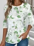 Women Floral Crew Neck Casual Long Sleeve T-shirt