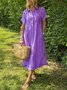 Casual Striped Shirt Collar Maxi Dress