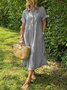 Casual Striped Shirt Collar Maxi Dress