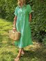 Casual Striped Shirt Collar Maxi Dress