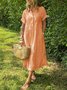Casual Striped Shirt Collar Maxi Dress