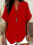 Women's V-Neck Short Sleeve Casual Shirt