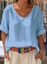 Cotton And Linen Short Sleeve T-Shirt